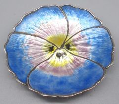 Geo. V silver and enamel pansy ring dish by Arthur Johnson Smith, Birmingham, 1921, registration no.