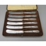 WITHDRAWN - Geo.V butter knives with hallmarked Sterling silver handles and EPNS blades, by Henry