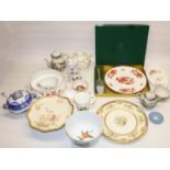 Crown Staffordshire Rangoon cake plate and slice (boxed), Victorian sucrier, Royal Worcester Evesham