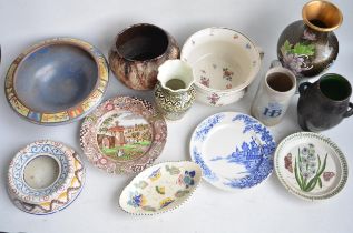 Collection of decorative vases, plates and other items to include Devon Pottery serving dish,