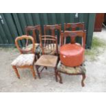 Group of late C19th/C20th furniture comprising - set of 4 Edwardian walnut dining chairs, a