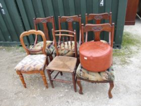 Group of late C19th/C20th furniture comprising - set of 4 Edwardian walnut dining chairs, a