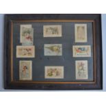 Framed collection of World War 1 postcards to include 8 embroidered silk examples and 2 bouquet