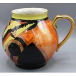 Carlton Ware Jazz Stitch pattern jug, printed and painted with a geometric design in yellow,