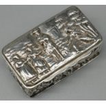 Edward VII hallmarked silver rectangular snuff box, all over repousse decorated, hinged lid with