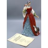Royal Doulton limited edition figure, Anne Boleyn, HN3232, 9500/2302, H23cm, with certificate