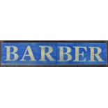 Large painted (sprayed) "Barber" shop sign, 148.1x30cm