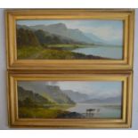 Two original oil paintings of Loch Maree and Loch Long by renowned Scottish artist John H Gibb, both