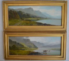 Two original oil paintings of Loch Maree and Loch Long by renowned Scottish artist John H Gibb, both