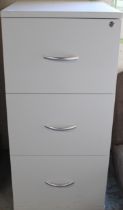 White MDF three drawer filing cabinet, H97cm, D60cm, W50cm