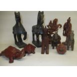 C20th Chinese carved wooden animal figures (qty)