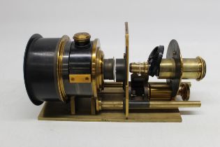 A. H. Baird Edinburgh - C19th lacquered brass and japanned projecting microscope with Watson