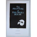 2 rare Phantom Of The Opera prints to include black and white charcoal type print with