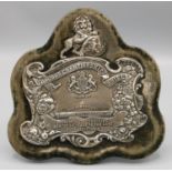 Edward VII hallmarked silver 'Toogood Championship Shield' plaque on velvet easel stand,