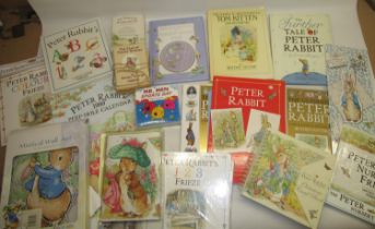 Large collection of Beatrix Potter Peter Rabbit related childrens items incl. books, briefcase,