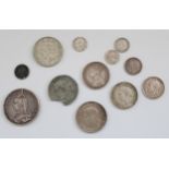 Selection of GB silver content coinage incl. 1889 QV jubilee head crown, QV gothic florin etc.