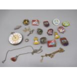 Yellow metal chain, clasp stamped 9ct, 2.5g, a white metal stop watch etc., and a collection of