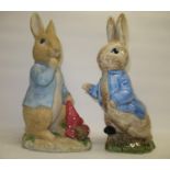 Sylvac Ware pottery Peter Rabbit figure and a Border Fine Arts Peter Rabbit figure, max H36cm