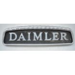 Vintage cast metal Daimler Fleetline hood badge, 38.7cm x 10.7cm