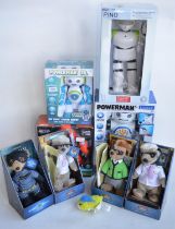 Four boxed electronic robot figures to include a Lexibook Powerman First Educational Robot and