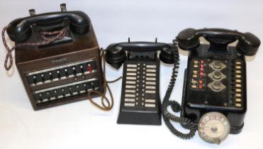 1960's Dictograph office reception telephone, similar mid C20th continental telephone and a G.E.C.