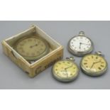 Ingersoll Crown plated keyless wound and set pocket watch, two similar Russian pocket watches and