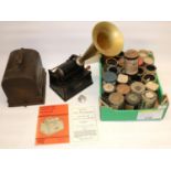 Edison Gem Model C Phonograph in oak domed case, serial no.300115C, with horn, instructions and a