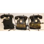 Mid C20th pair ATM brass and bakelite Surface Mine Magneto Desk Telephones - Ministry Fuel &