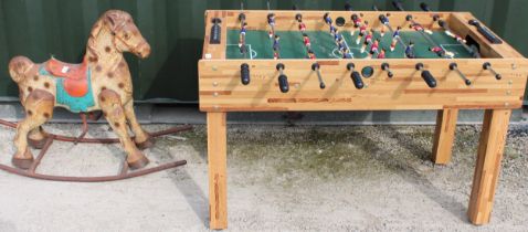 Table Football set together with a mid C20th Triang type child's rocking horse