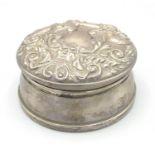 ER.II circular hallmarked silver cylindrical jewel box by Broadway & Co., Birmingham 1972,