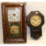 Jerome & Co., New Haven Conn - C20th walnut 30 hour shelf clock with square painted dial and twin