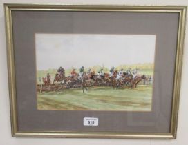 Swallow (British Contemporary); Point to Point racing, watercolour, 19cm x 29cm