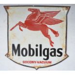 Plate steel enamel advertising sign for Mobilgas Socony-Vacuum, 34.1cm x 32.9cm