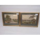 W Wilde pair of early C19th watercolours depicting riverside scenes one with angla W24cm X H16cm