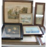 C19th to C20th British watercolours and oils incl. pair of British school watercolours c1870 of