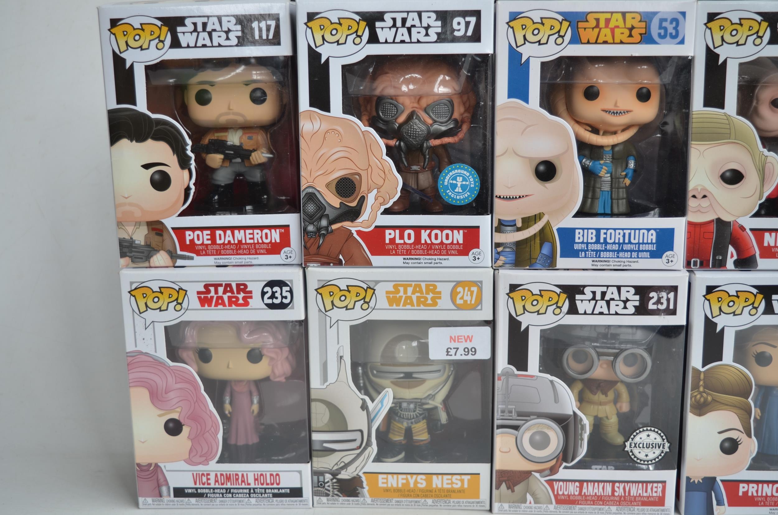 Fifteen boxed Star Wars Funko Pop figurines to include Camorrean Guard, Boba Fett (Prototype), Porg, - Image 3 of 3