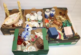 Group of assorted decorative ceramics, incl. set Royal Albert four seasons plates, Beswick mantle