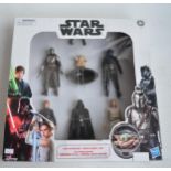 Hasbro Star Wars action figure set featuring Luke, Vader, Rey and Mandalorian characters