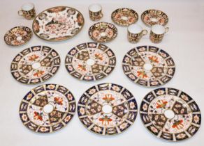 Royal Crown Derby Imari: five Old Imari side plates D18.5cm, four Old Imari coffee cans and saucers;