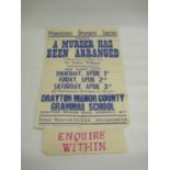 C20th A Murder has Been Arranged playing at Drayton Manor County Grammer School poster, 1928 auction
