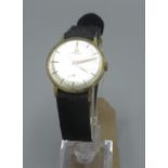 Vintage gold plated hand wound wristwatch, silvered dial with subsidiary seconds, Swiss made 17