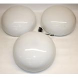 Three C20th opaline ceiling lights with metal fittings D32cm