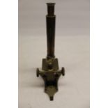 J.B. Dancer Manchester - C19th brass microscope on triform foot with engraved maker and numbered