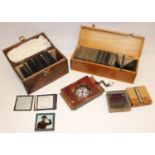 Approx. 80 early C20th 3 1/4" photographic glass magic lantern slides, part set Egyptian War,