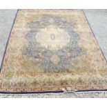 Persian pattern multi pattern wool rug, with floral field and spandrels within repeating three