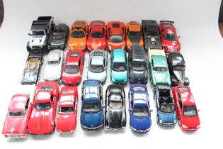 24x unboxed 1/24 scale diecast model vehicles incl. Maisto, Burago, Welly etc.