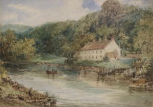 English School (Late C19th); 'From Ruswarp Bridge' watercolour, signed with monogram and dated 1895,