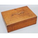 Martin Lizardman Dutton of Huby - an oak rectangular jewellery box with lift out fitted interior,
