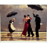 After Jack Vettriano (Scottish b.1951); 'Singing Butler' colour print, signed in pencil, 51cm x 62cm