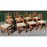 Derek Fishman Slater of Crayke - a set of eight oak dining chairs, with interlaced splats and